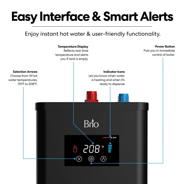 Brio 3-Stage Digital Instant Hot Water Undersink Dispenser System – Matte Black For Discount - Image 3