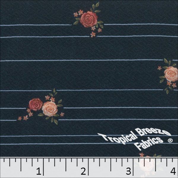 Liverpool Floral Stripe Print Fabric 32951 Online Hot Sale